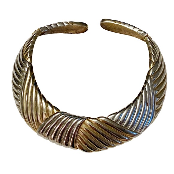 Vintage Jewelry Vintage Mixed Metal Gold Silver Collar Statement